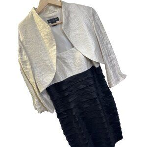 Jessica Howard Vintage Y2K Black & Ivory Layered Mother of the Bride Dress Set